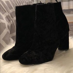 Black Crushed Velvet Booties